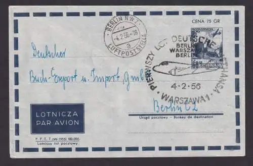 Flugpost Brief Air Mail Italien Ganzsache Aerogramm Lufthansa Warschau Berlin