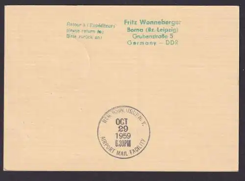 Flugpost Brief Air Mail Pan America Erstflug Amsterdam New York DDR Zuleitung