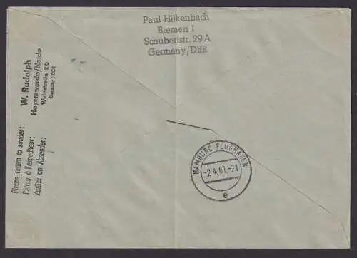 Flugpost Brief Air Mail Türkei Erstflug Lufthansa LH 299 Ankara Hamburg 2.4.1961