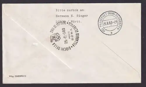 Flugpost Brief Air Mail Lufthansa XVII Olympia Rom Hamburg Vatican 25.8.1960