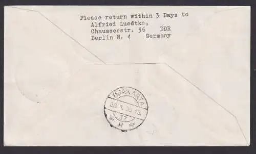 Flugpost Brief Air Mail SAS Eröffnungsflug Wien Djakarta inter. DDR Zuleitung