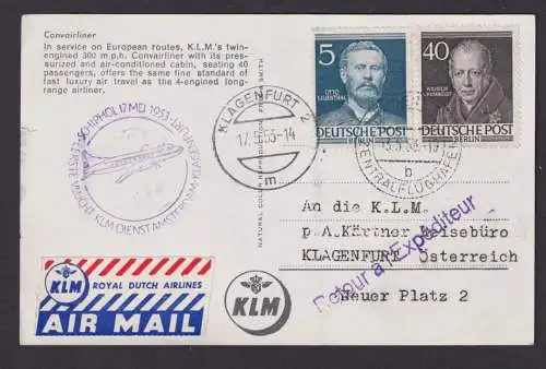 Flugpost Brief Air Mail tolle Flugkarte Convairliner KLM Amsterdam Klagenfurt