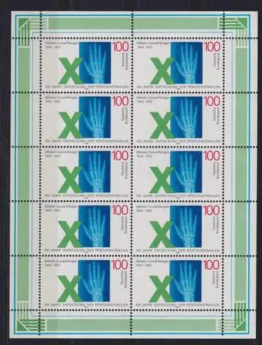 Bund Kleinbogen Zehnerbogen 1784 Röntgen Luxus postfrisch MNH Kat 13,00