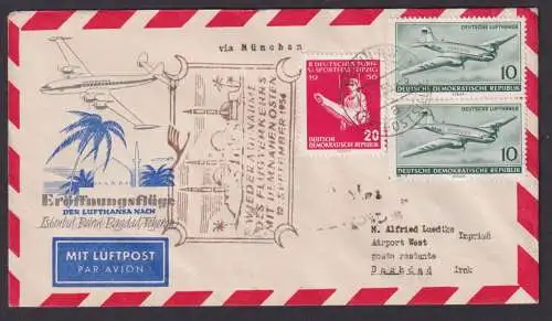 Flugpost Brief Air Mail Lufthansa Eröffnungsflug inter. DDR Zuleitung Istambul