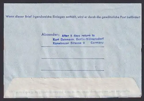 Flugpost Brief Air Mail Bund Aerogramm MIF Heuss TWA Stuttgart Los Angeles