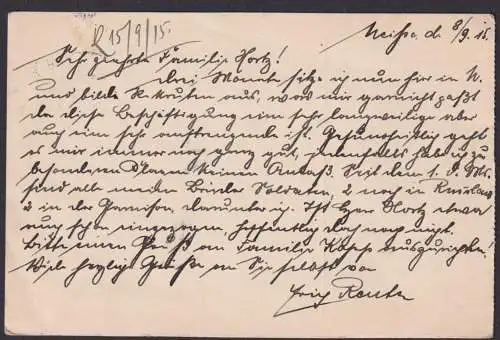 Feldpostkarte ab Neisse Schlesien Deutsche Ostgebiete Polen n. Wiesbaden Hessen