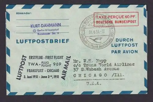 Flugpost Brief Air Mail Bund Ganzsache Luftpostfaltbrief LF 5 Erstflug TWA 969