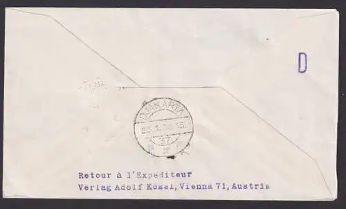 Flugpost Brief Air Mail SAS Eröffnungsflug Wien Djakarta Indonesien über Athen