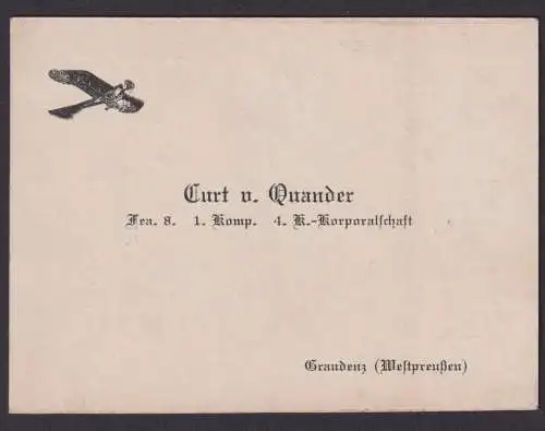 Postkarte Ab Graudenz Westpreußen Deutsche Ostgebiete v. Curt v. Quander