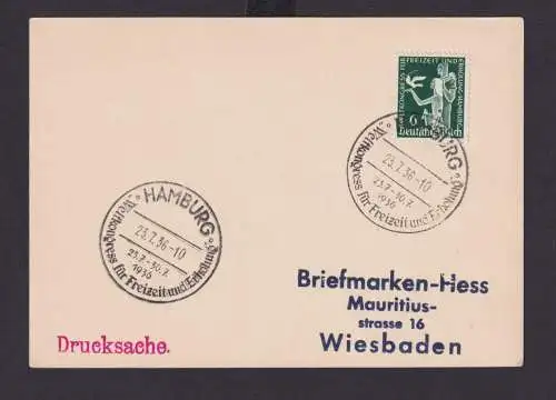 Deutsches Reich Drittes Reich Karte SST Hamburg Weltkongress für Freiheit und