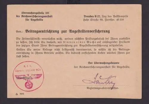 Deutsches Reich Drittes Reich Karte Postsache SST Auf Reisen und Wanderungen