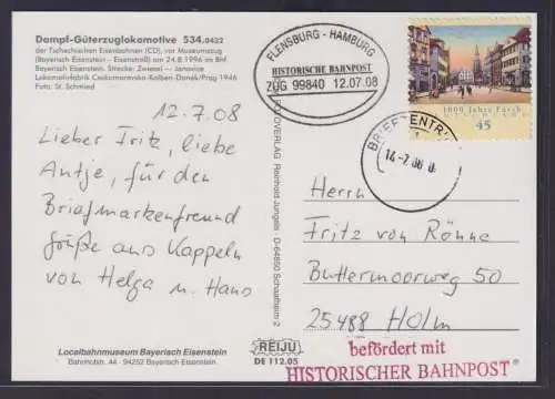 Ansichtskarte Historische Bahnpost Flensburg Hamburg Zug 99840. 12.07.1908