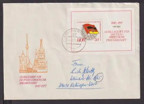 Briefmarken Deutschland DDR Brief Block 1977 Deutsch Sowjetische Freundschaft