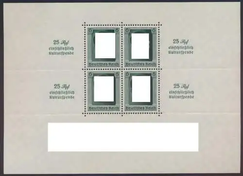 Deutsches Reich Block 9 Kulturspende Luxus postfrisch MNH Kat-Wert 330,00