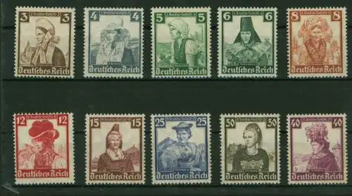 Deutsches Reich 588-597 Nothilfe Volkstrachten Luxus postfrisch MNH Kat 200,00