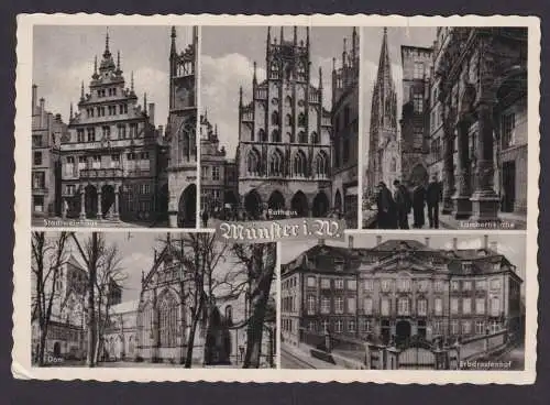 Ansichtskarte Münster Westfalen Stadtweinhaus Rathaus Lambertikirche Dom