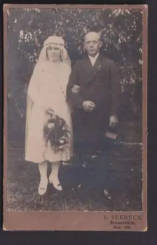 Original Fotoplatte Porträt Hochzeitspaar Foto L. Seebeck Bremervörde