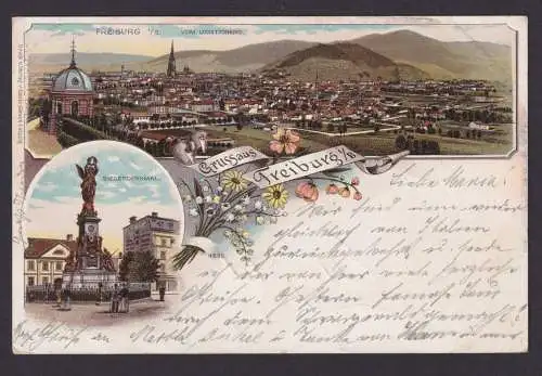 Litho Ansichtskarte Freiburg Baden Württemberg Totalansicht n. Elberfeld