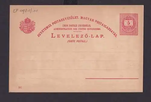 Ungarn Litho Ganzsache 5 Kreuzer Budapest Kirche Religion Glaube