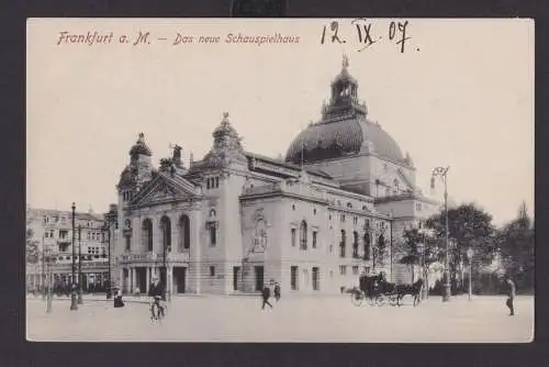 Ansichtskarte Frankfurt Main Schauspielhaus Pferdefuhrwerk