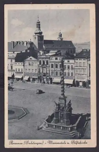 Ansichtskarte Braunau Sudetengau Broumov Tschechien Mariensäule Stiftskirche