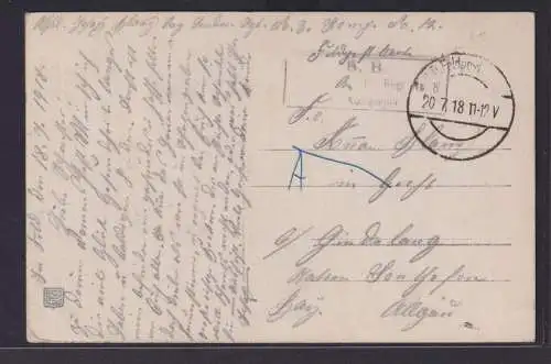Ansichtskarte handcoloriert Namenstag Blumendekor Feldpost I. Weltkrieg