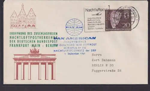 Flugpost Brief Air Mail Berlin Pan Am Nachluftpost Brandenburger Tor