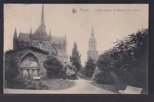 Ansichtskarte Furnes Kirche Park Norwegen Feldpost nach Wolfenbüttel