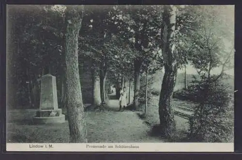 Ansichtskarte Lindow Schützenhaus Promenade Bäume Kunstverlag Goldiner Berlin