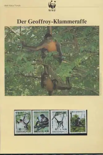 WWF Honduras 1084-1087 Der Geoffrey-Klammeraffe kpl. Kapitel bestehend