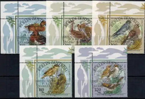 Bund 2015-2019 Bogenecke Eckrand Vollstempel Vögel Tiere oben links Ersttags-SST