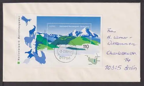 Briefmarken Deutschland Brief Block 2000 Nationalpark Berchdesgaden