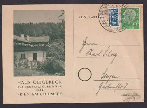 Bund Prien Chiemsee Bild Postkarte EF Heuss 183 Gastronomie Haus Geigereck