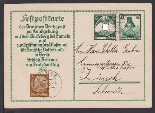 Nothilfe Ganzsache + ZuF Auslands Festpostkarte Deutsches Reich Krefeld NRW