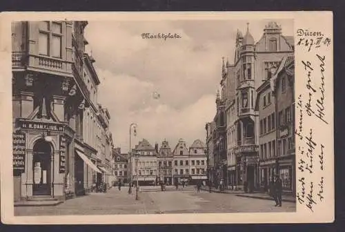 Ansichtskarte Düren NRW Marktplatz nach New York USA