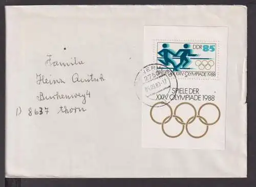 Olympia Sport Briefmarken Deutschland DDR Brief Block 1988 Olymiade