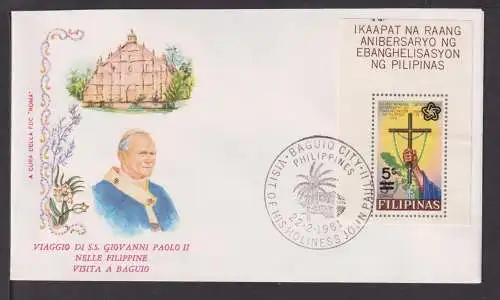 Briefmarken Phillipinen Übersee Brief Block 1981 Besuch Papst Johannes Paul II