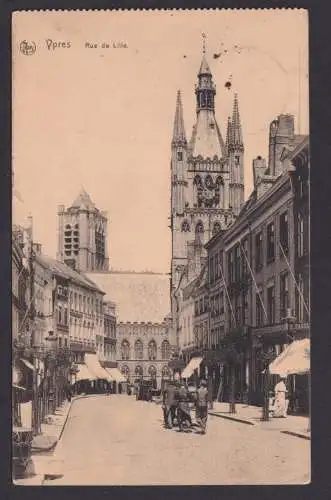 Ypres Ansichtskarte Belgien Rue de Lille Kirche Bonn