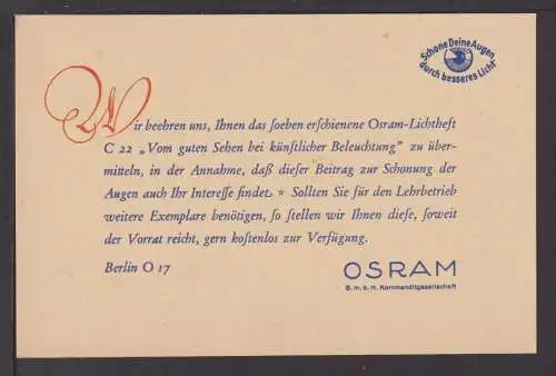 Ansichtskarte Reklame Osram Berlin Osram-Lichtheft