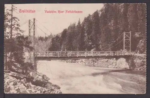 Ansichtskarte Trollhättan Schweden Brücke über Fluss