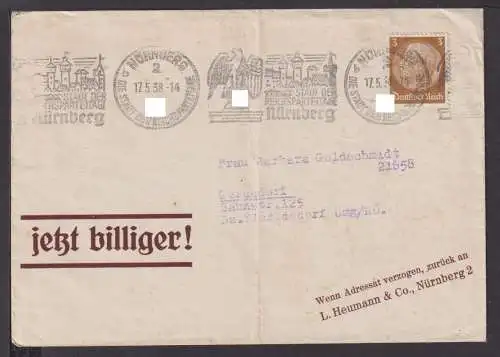 Deutsches Reich Brief selt. SST Reichsparteitag Nürnberg 1938