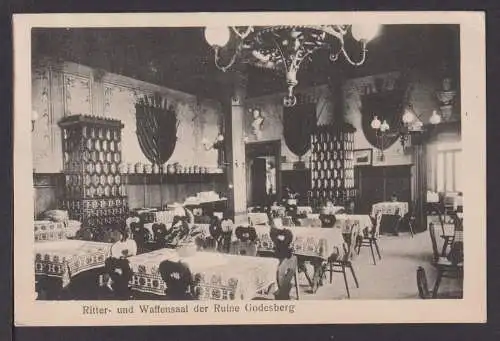 Ansichtskarte Bonn NRW Godesberg Burgrestaurant Ritter- Waffensaal 1918 Berlin