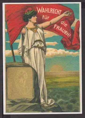 Jugendstil Art Nouveau Künstler Ansichtskarte 100 Jahre Frauenwahlrecht SPD