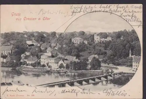 Crossen Oder Brandenburg Ansichtskarte Deutsches Reich n. Lübeck