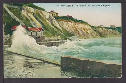 Ansichtskarte Biarritz Frankreich Vague a la Cote des Basques