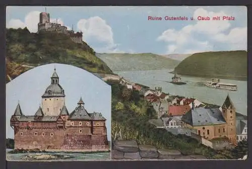 Ansichtskarte Ruine Gutenfels u Caub mit Pfalz 1919