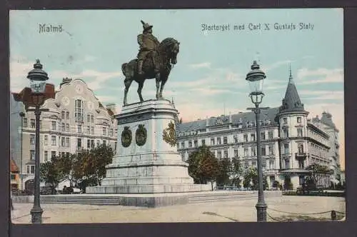 Ansichtskarte Malmö Schweden Stortoget Carl X Gustav 1912 Mühlhausen Thüringen