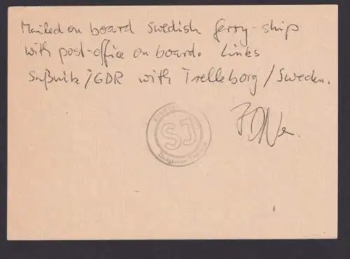 Briefmarken DDR Ganzsache P 87 I Sassnitz Trelleborg Schweden Toronto Kanada