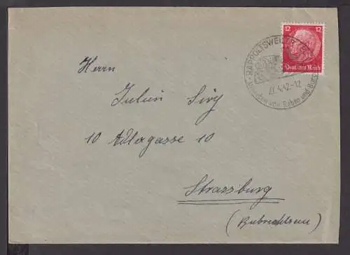 Deutsches Reich Brief selt. SST Rappoltsweiler Umgeben von Reben und Burgen 1942