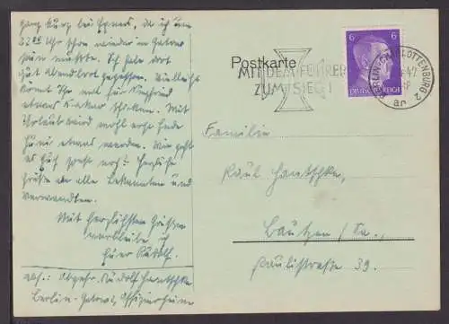 Deutsches Reich Brief selt. SST Mit dem Führer zum Sieg 1942 Berlin Bautzen PK